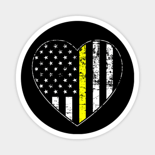 Thin Gold Line Distressed American Flag Heart Magnet